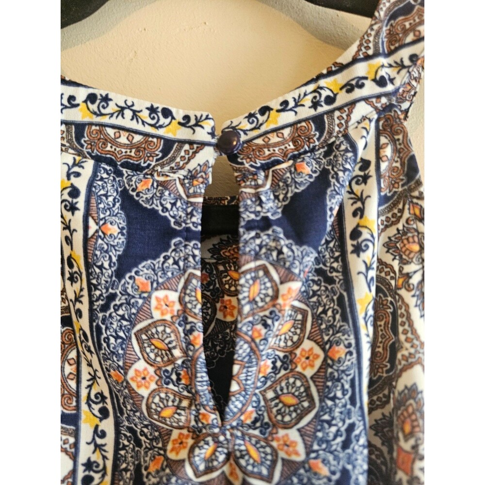 Monteau Los Angeles Women's Boho Hippie Floral Blouse halter size L - Picture 3 of 5